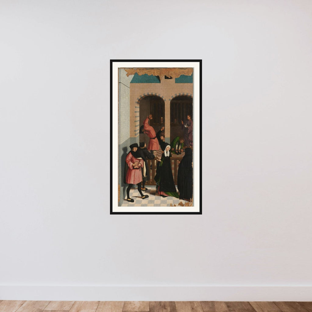 The Seven Works of Mercy framed — shown to scale
