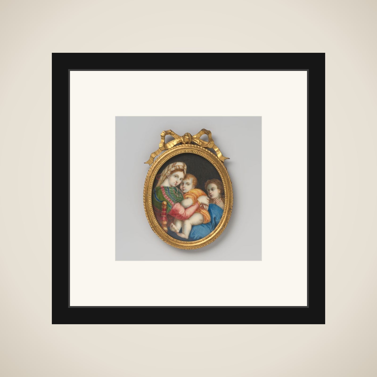 Schilderij met voorstelling van de Madonna della sedia naar Rafaël framed