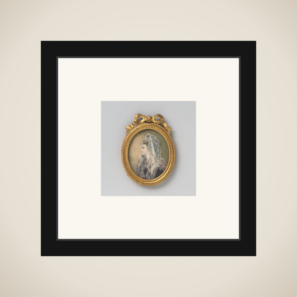 Schilderij met voorstelling van een vrouw met opgeheven rechterarm framed