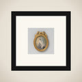 Schilderij met voorstelling van een vrouw met opgeheven rechterarm framed