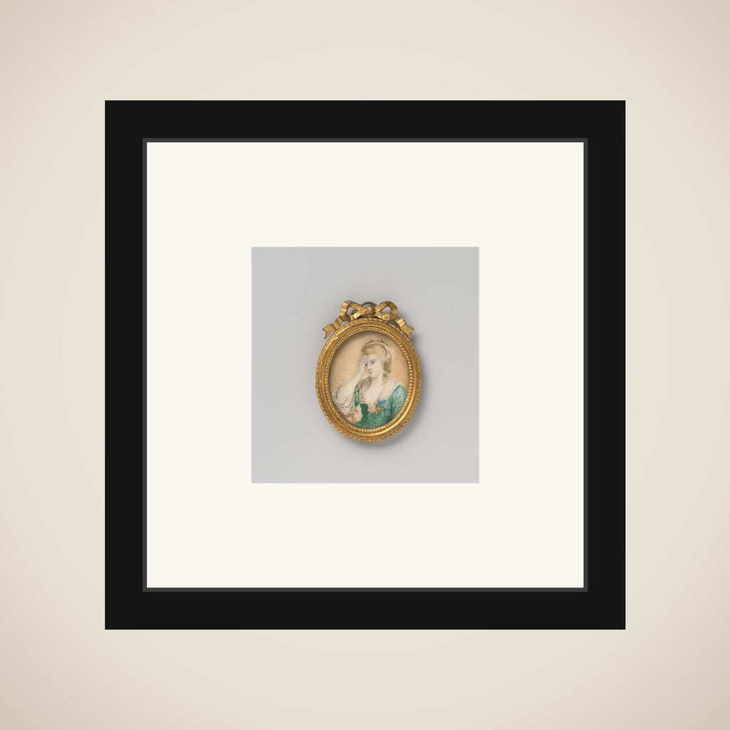 Schilderij met voorstelling van een vrouw met sluier framed