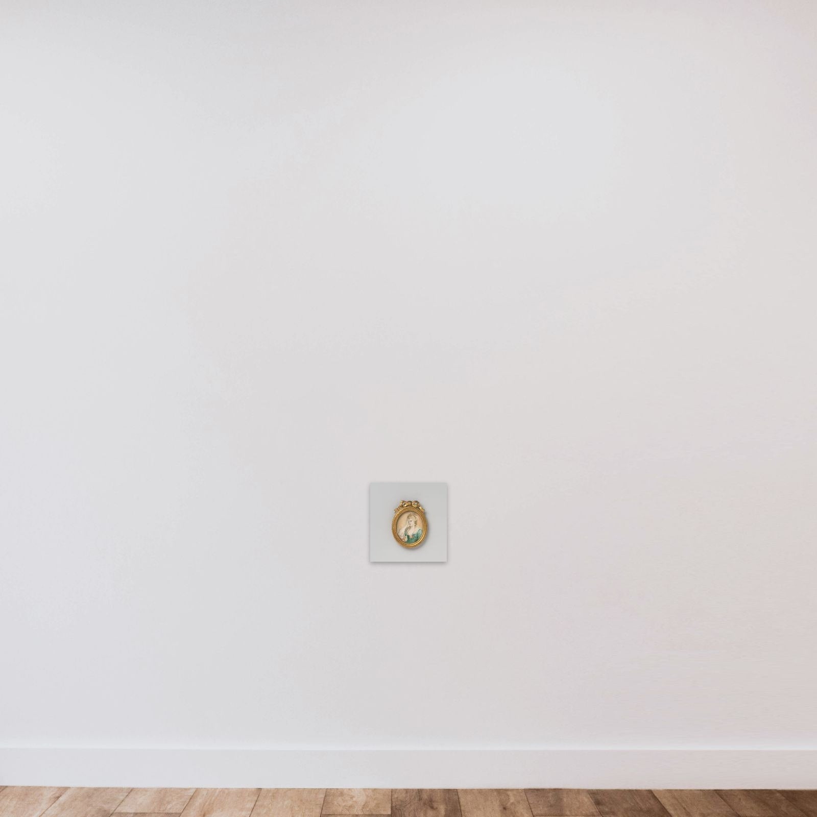Schilderij met voorstelling van een vrouw met sluier unframed — shown to scale