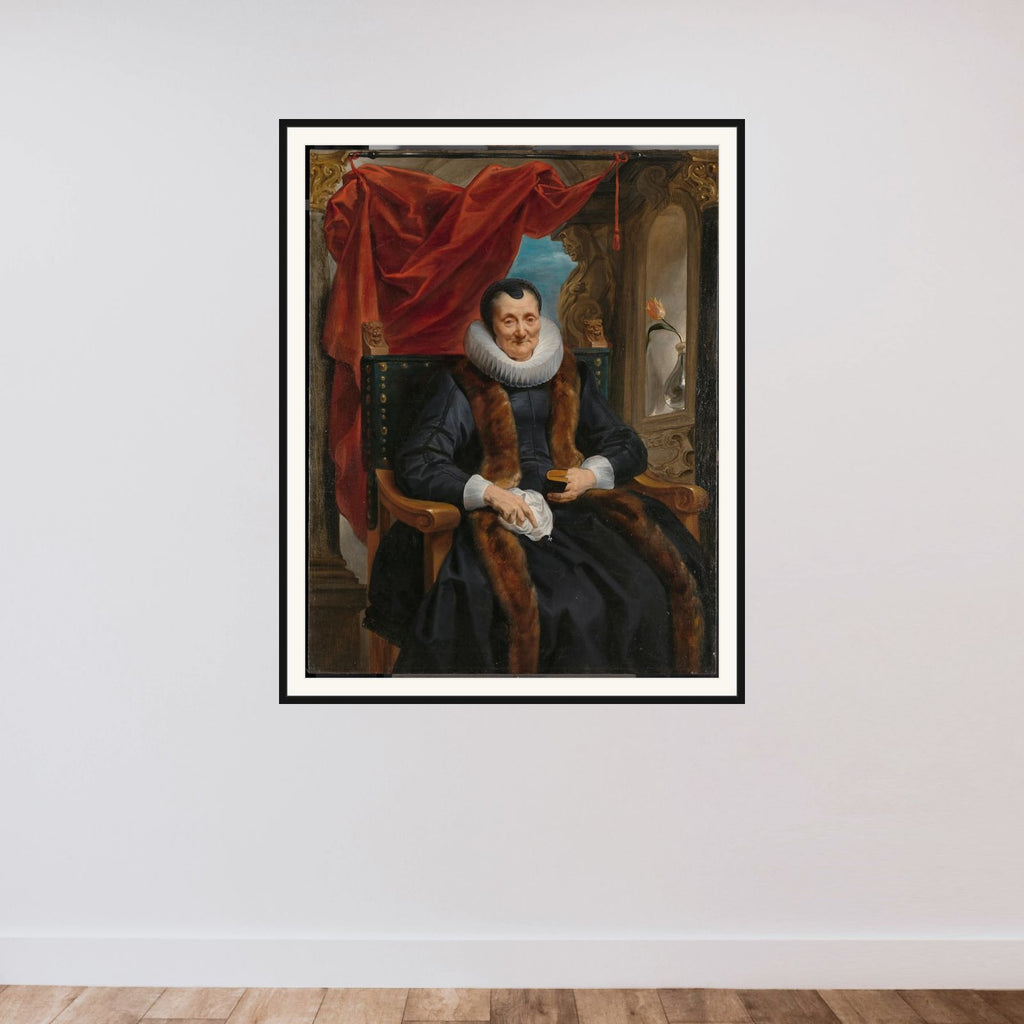 Portrait of Magdalena de Cuyper framed — shown to scale