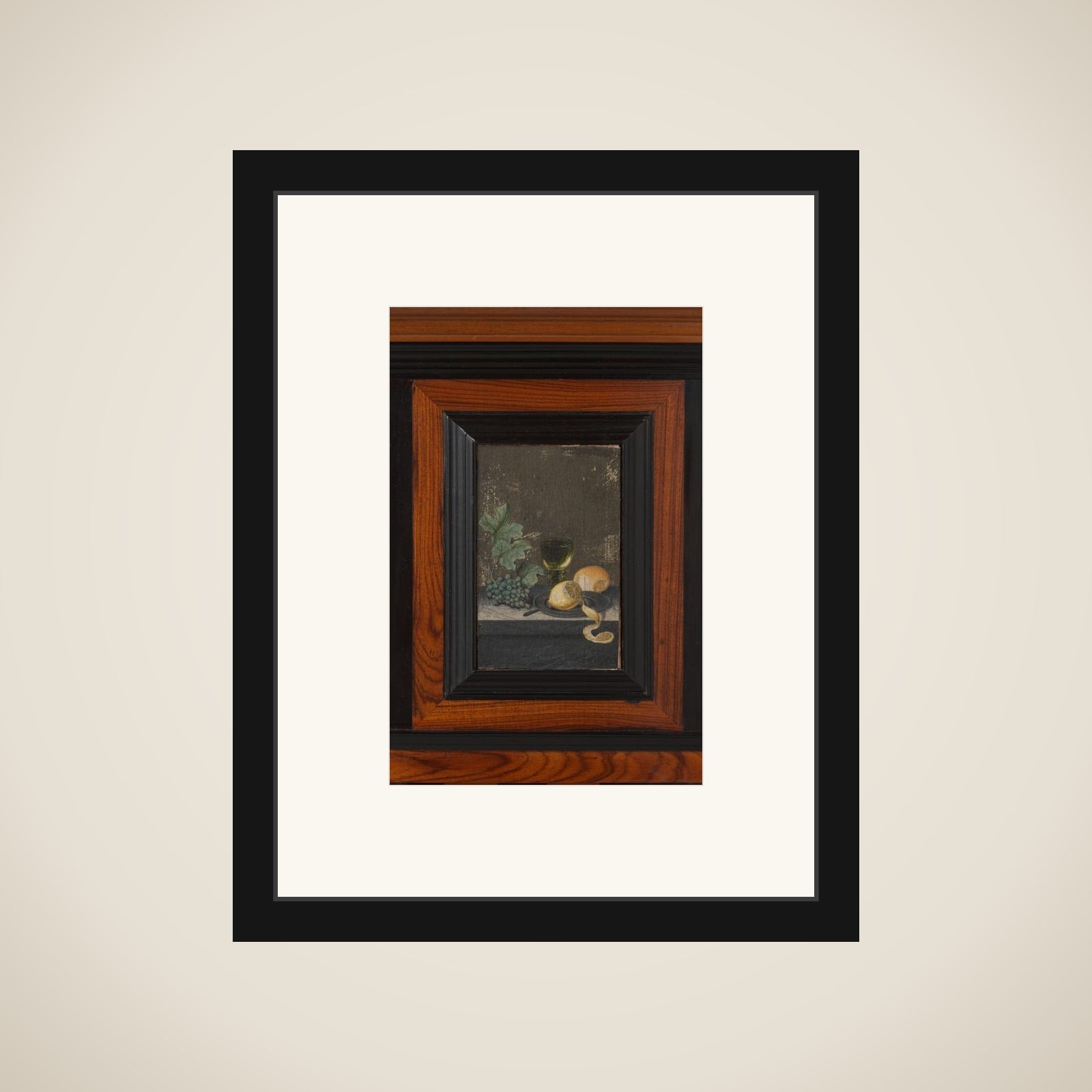 Still life with druiven en citroen framed