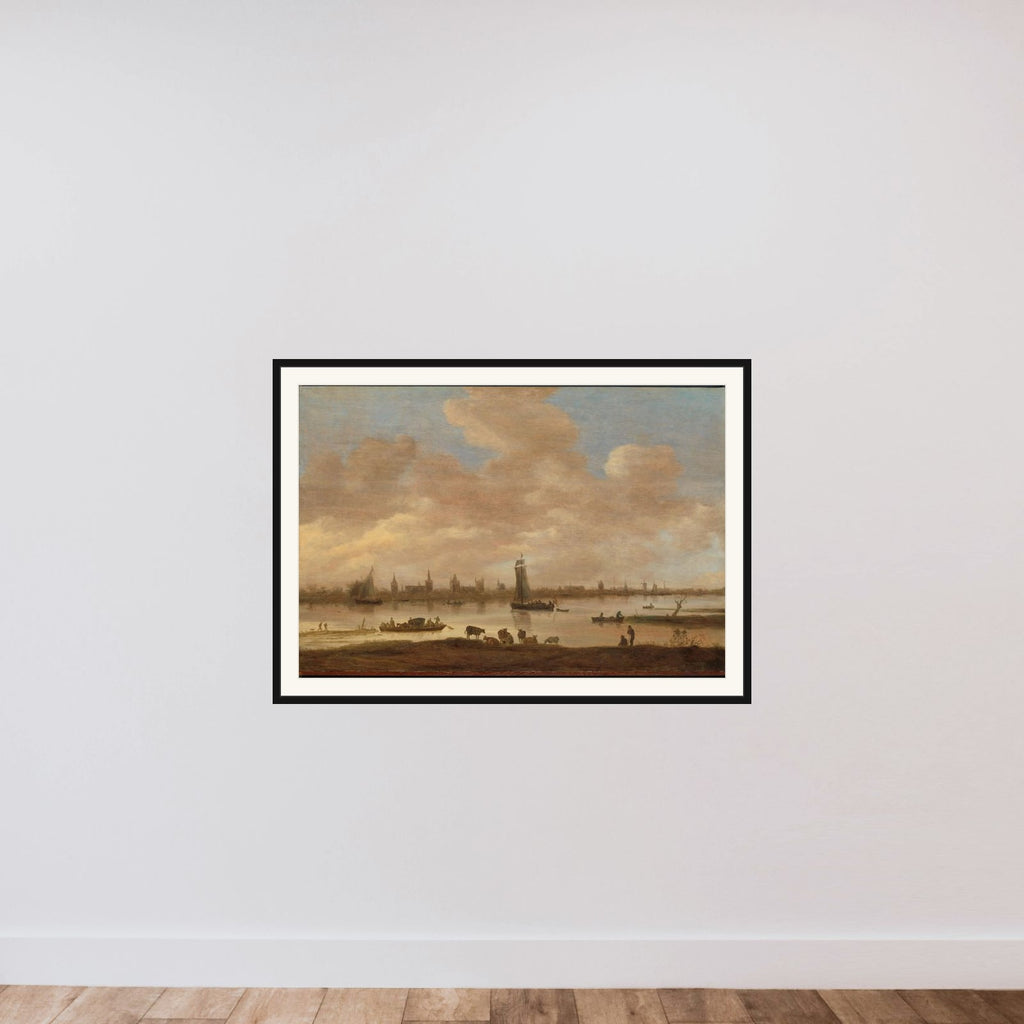 View of an Imaginary Town across a River, with the Tower of Saint Pol in Vianen framed — shown to scale