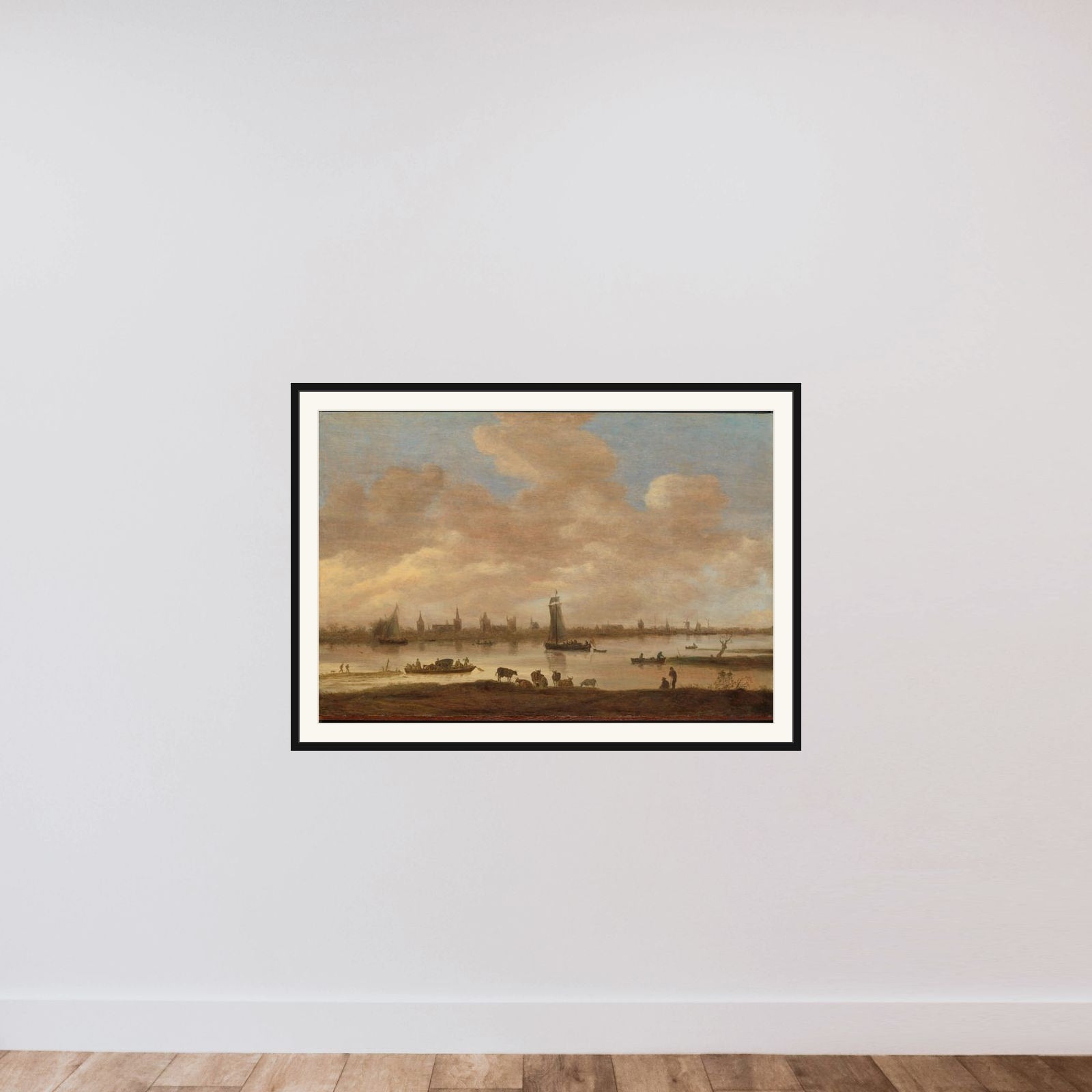 View of an Imaginary Town across a River, with the Tower of Saint Pol in Vianen framed — shown to scale