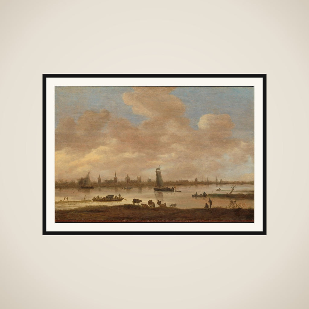 View of an Imaginary Town across a River, with the Tower of Saint Pol in Vianen framed