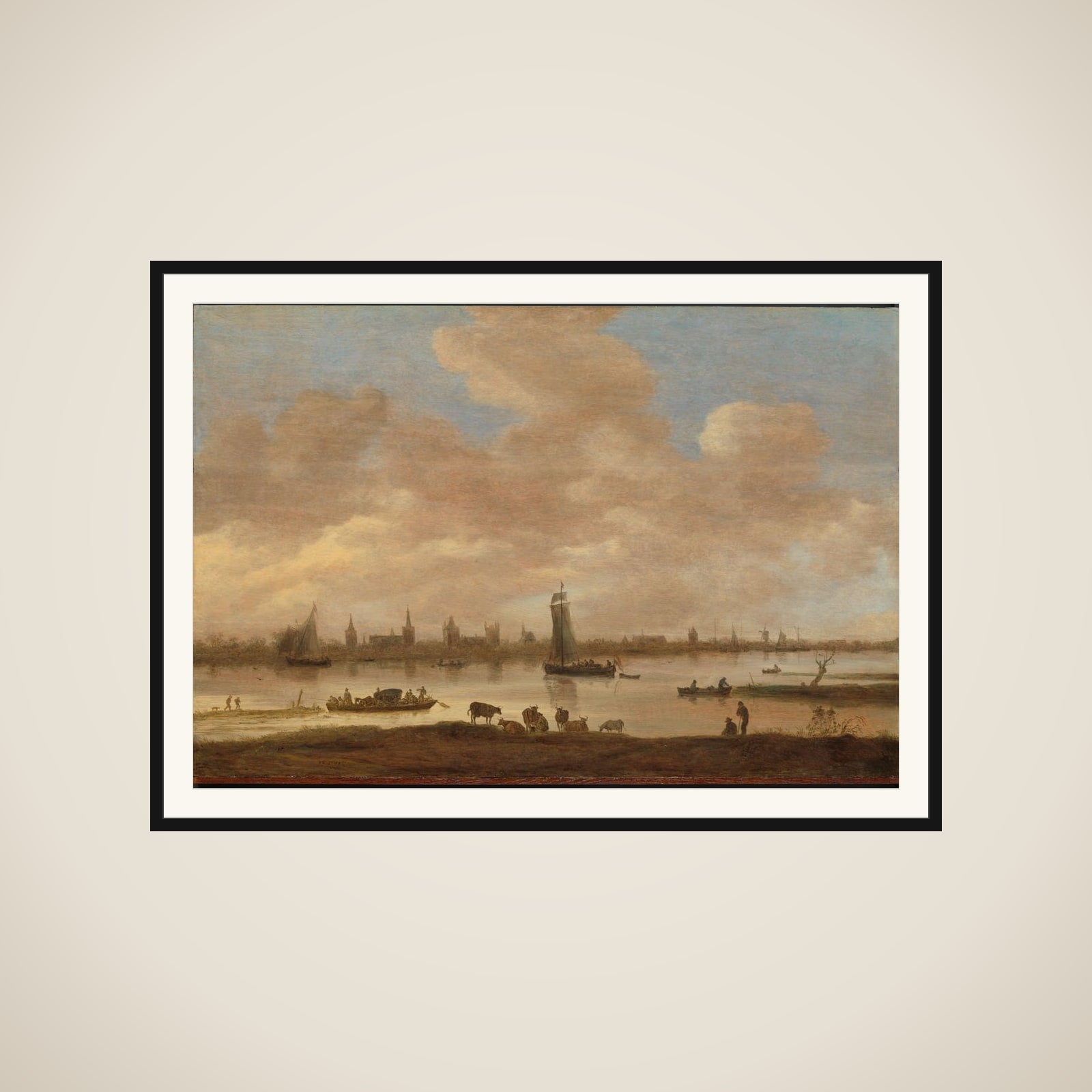 View of an Imaginary Town across a River, with the Tower of Saint Pol in Vianen framed