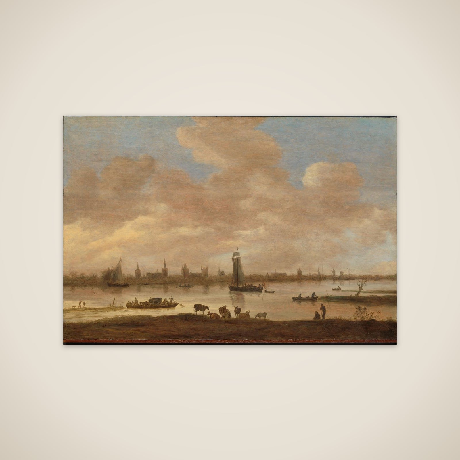 View of an Imaginary Town across a River, with the Tower of Saint Pol in Vianen unframed print