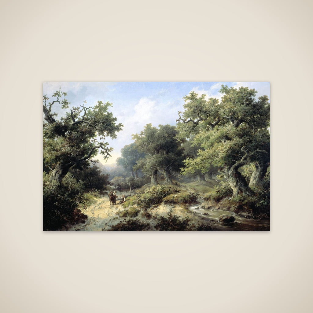 Boslandschap met reizigers unframed print