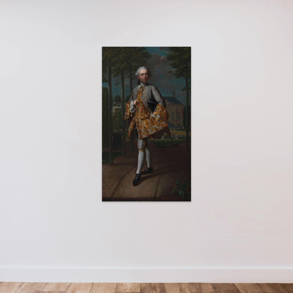 Gerard Cornelis van Riebeeck (1722-1759), Secretary of Delft, presumably standing in front of his Country House Essensteyn at Voorburg unframed — shown to scale