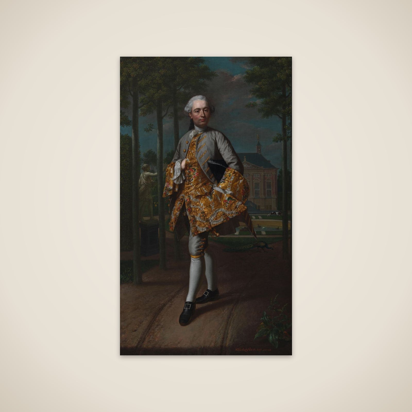 Gerard Cornelis van Riebeeck (1722-1759), Secretary of Delft, presumably standing in front of his Country House Essensteyn at Voorburg unframed print
