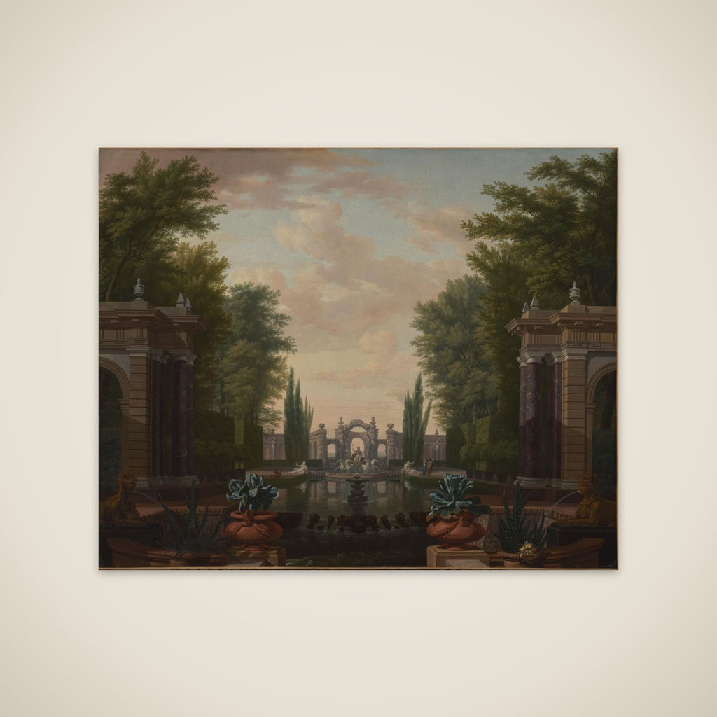 Water Terrace with Statues and Fountains in a Park unframed print