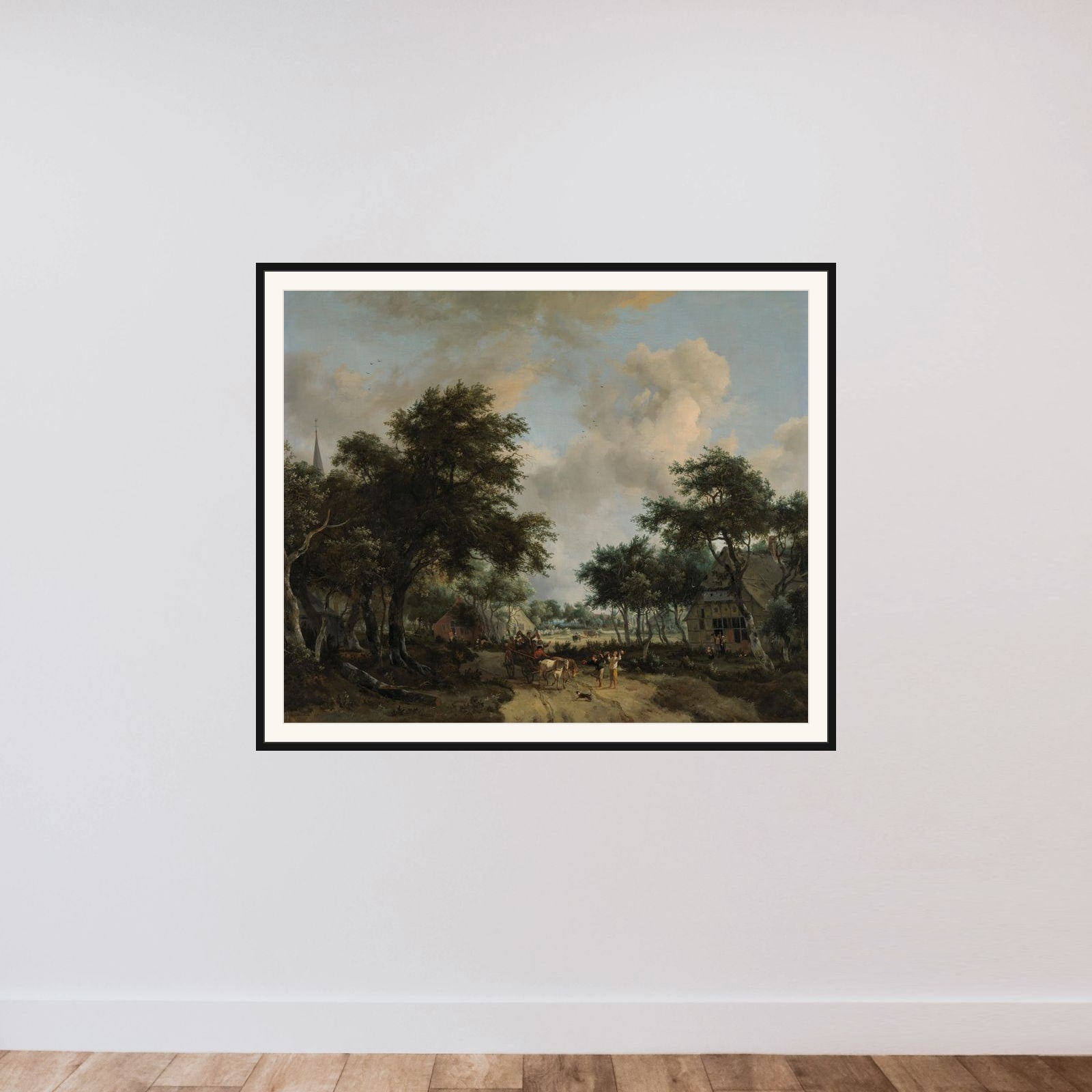 Wooded Landscape with Merrymakers in a Cart framed — shown to scale