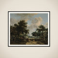 Wooded Landscape with Merrymakers in a Cart framed