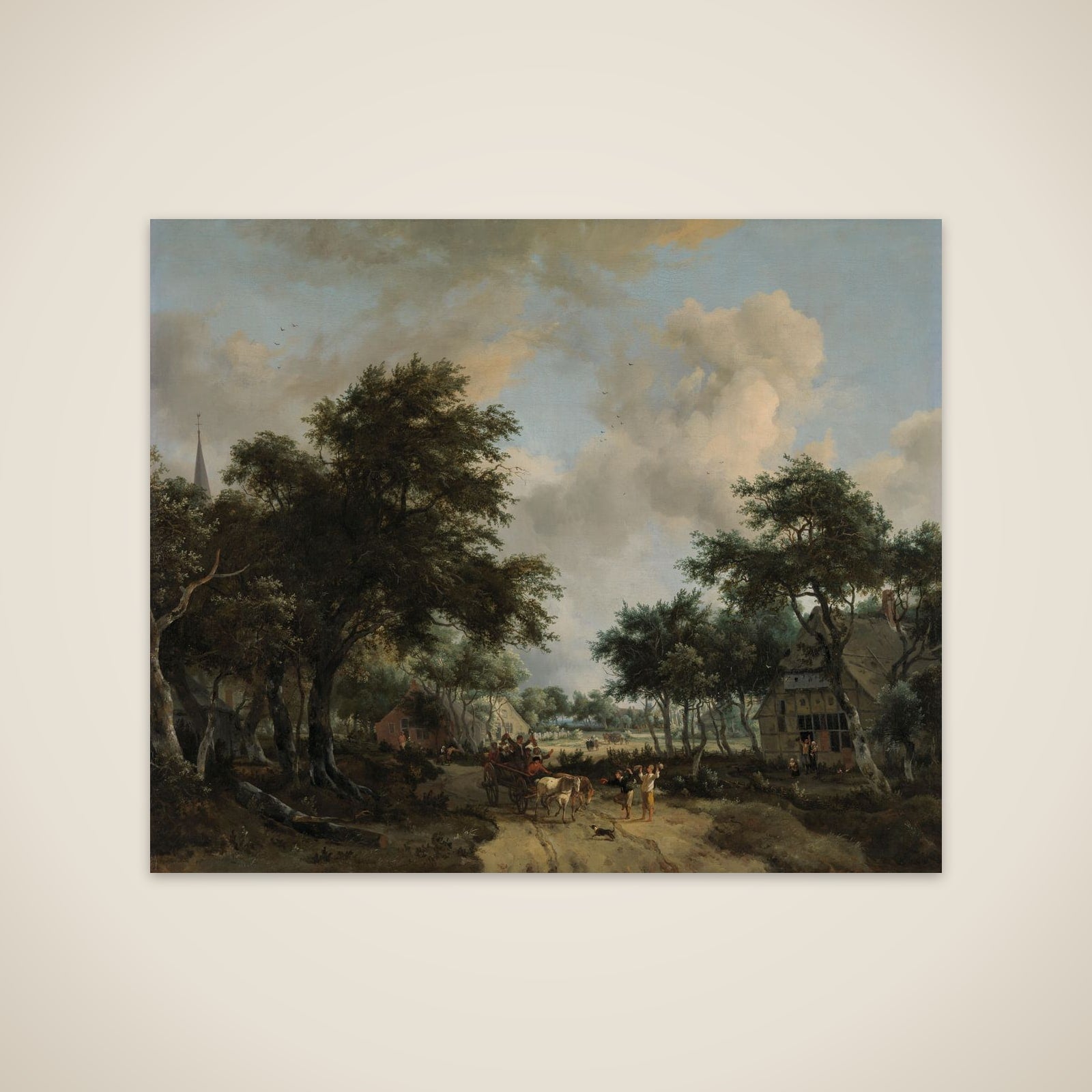 Wooded Landscape with Merrymakers in a Cart unframed print