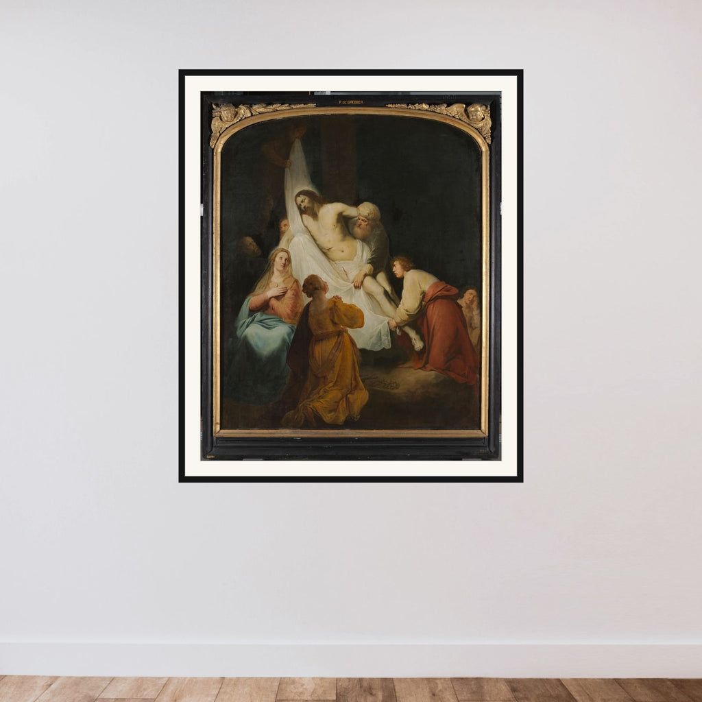 The Descent from the Cross framed — shown to scale