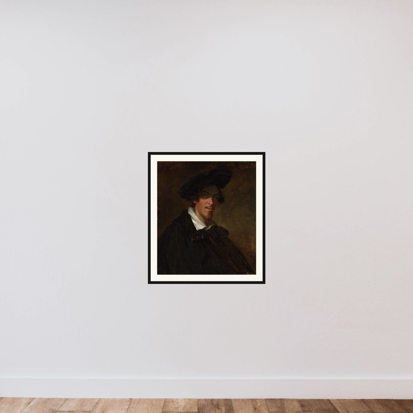 Portrait of de kunstenaar framed — shown to scale