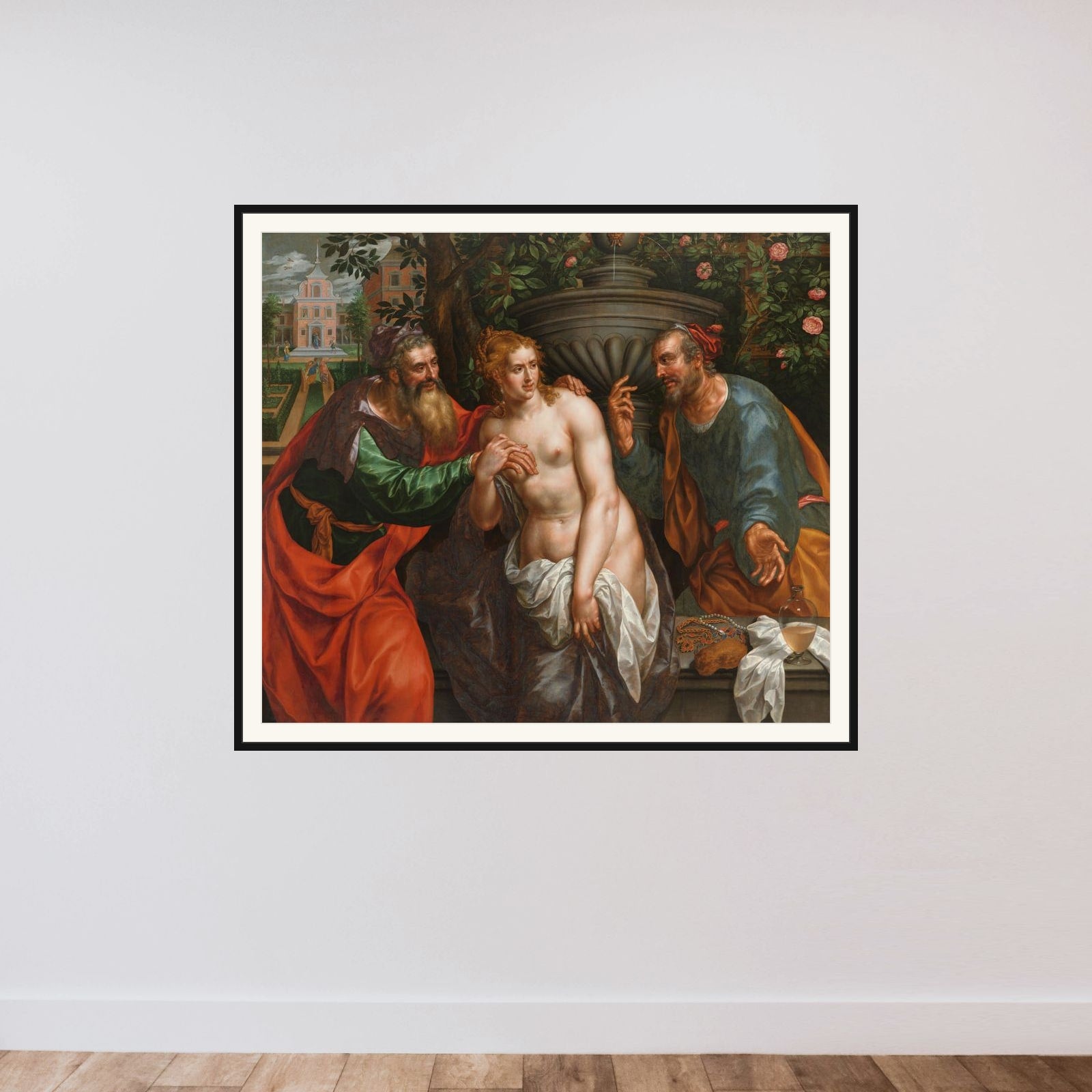 Susanna and the Elders framed — shown to scale