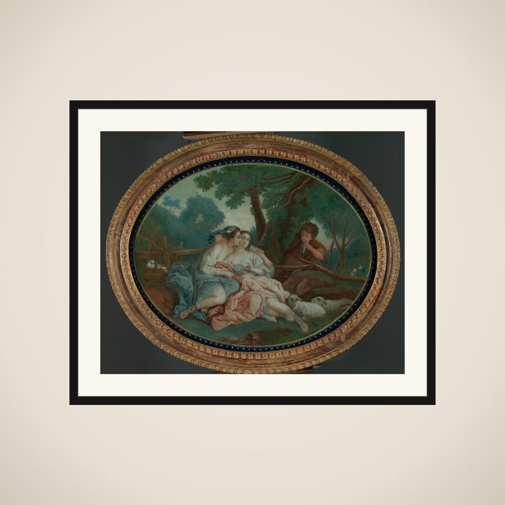 Fête galante scene framed