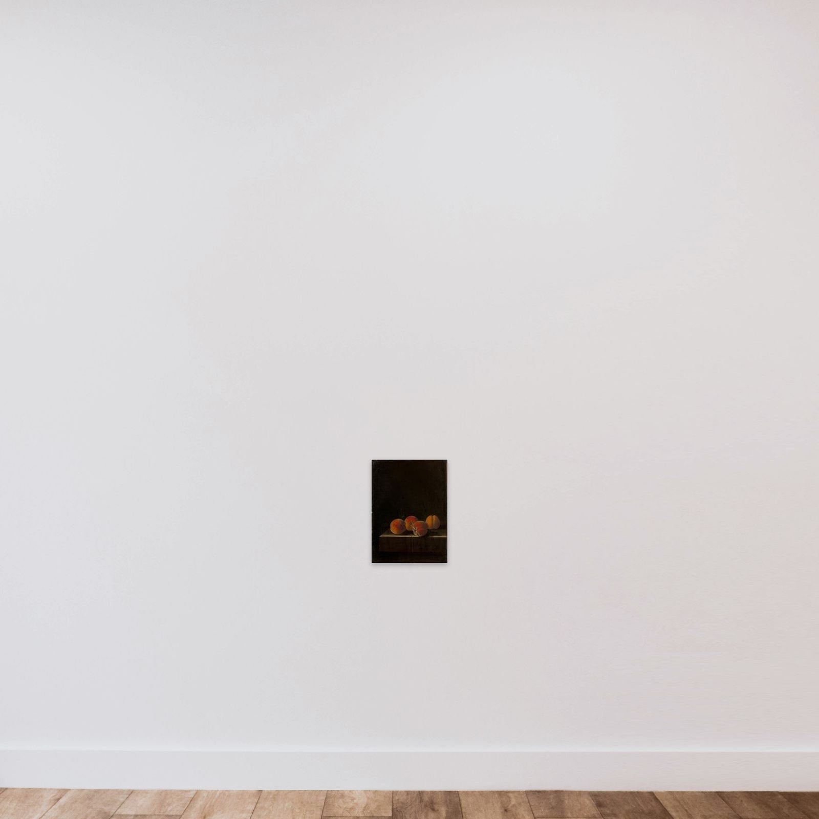 Four Apricots on a Stone Plinth unframed — shown to scale