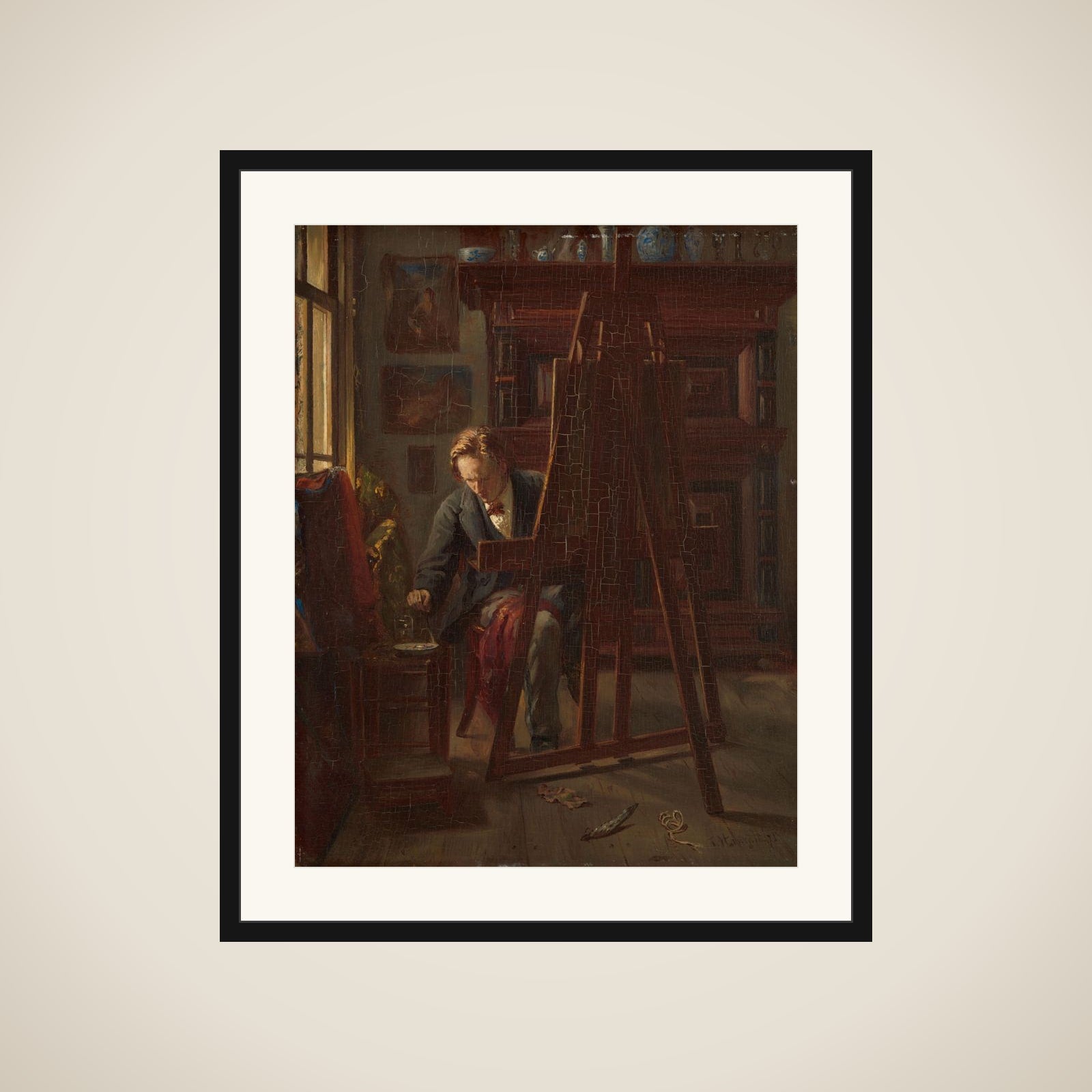 The Artist George Jan Hendrik Poggenbeek in His Studio framed