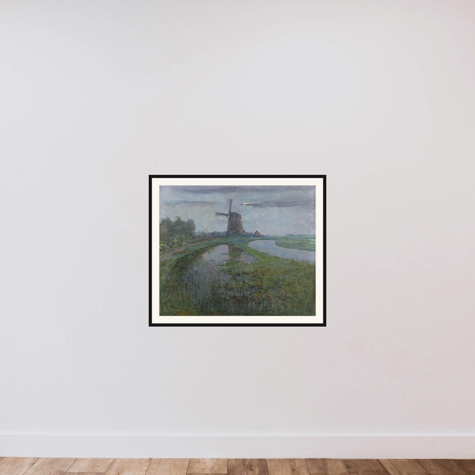 Oostzijdse Mill along the River Gein by Moonlight framed — shown to scale