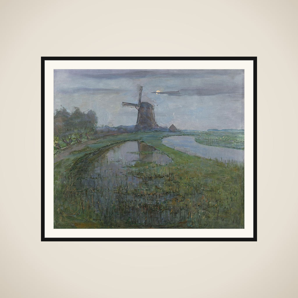 Oostzijdse Mill along the River Gein by Moonlight framed
