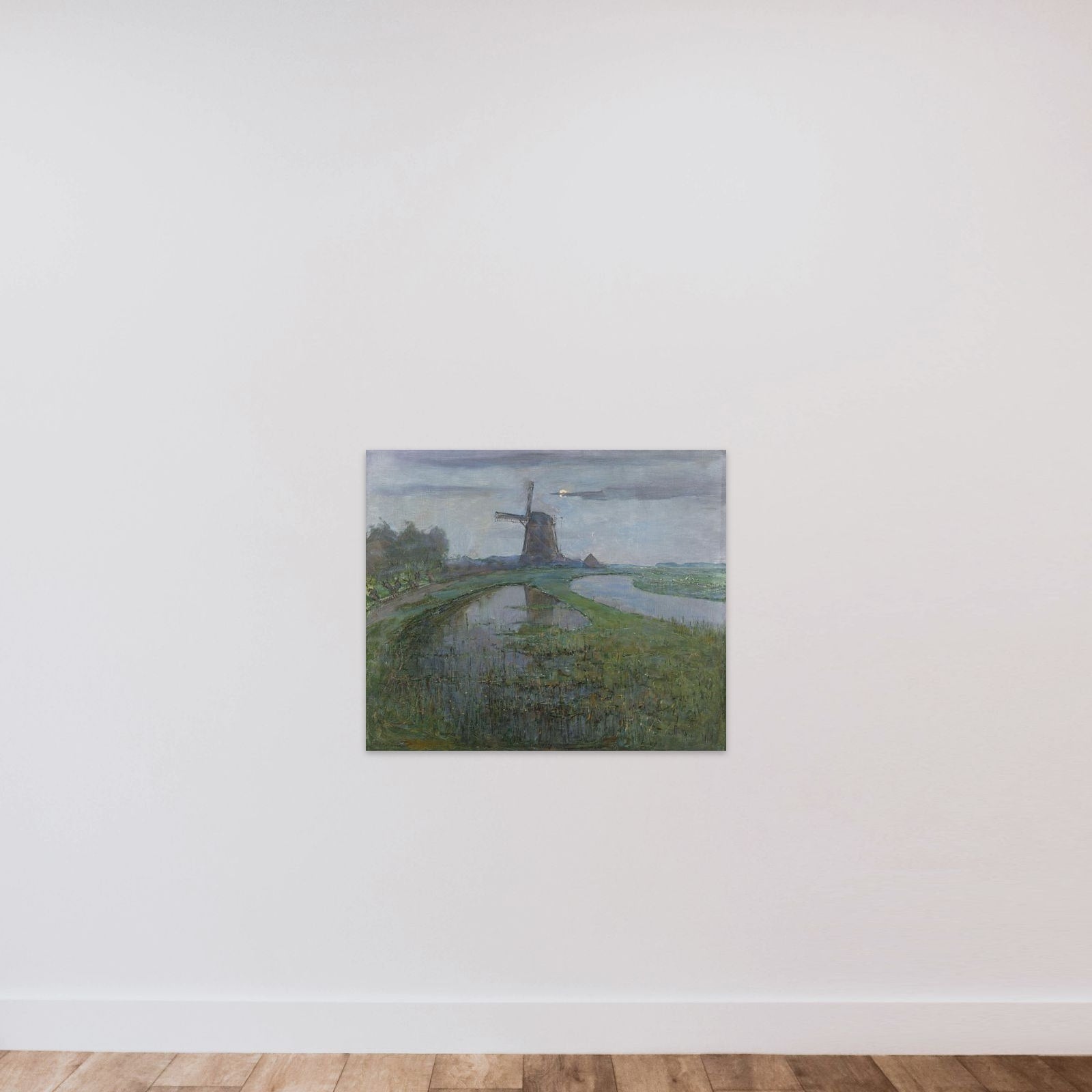 Oostzijdse Mill along the River Gein by Moonlight unframed — shown to scale