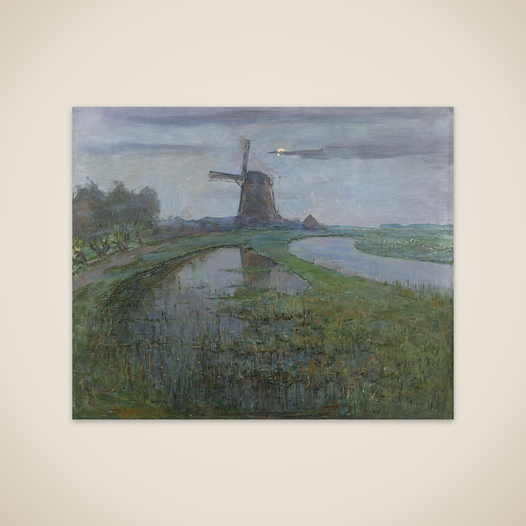 Oostzijdse Mill along the River Gein by Moonlight unframed print