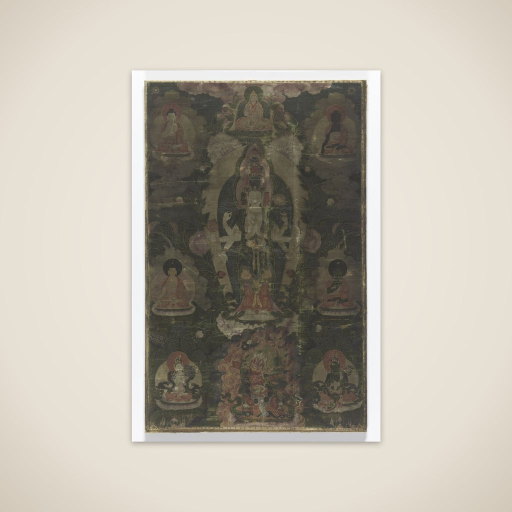 Tangka met een voorstelling van de Elfhoofdige Avalokiteshvara. unframed print