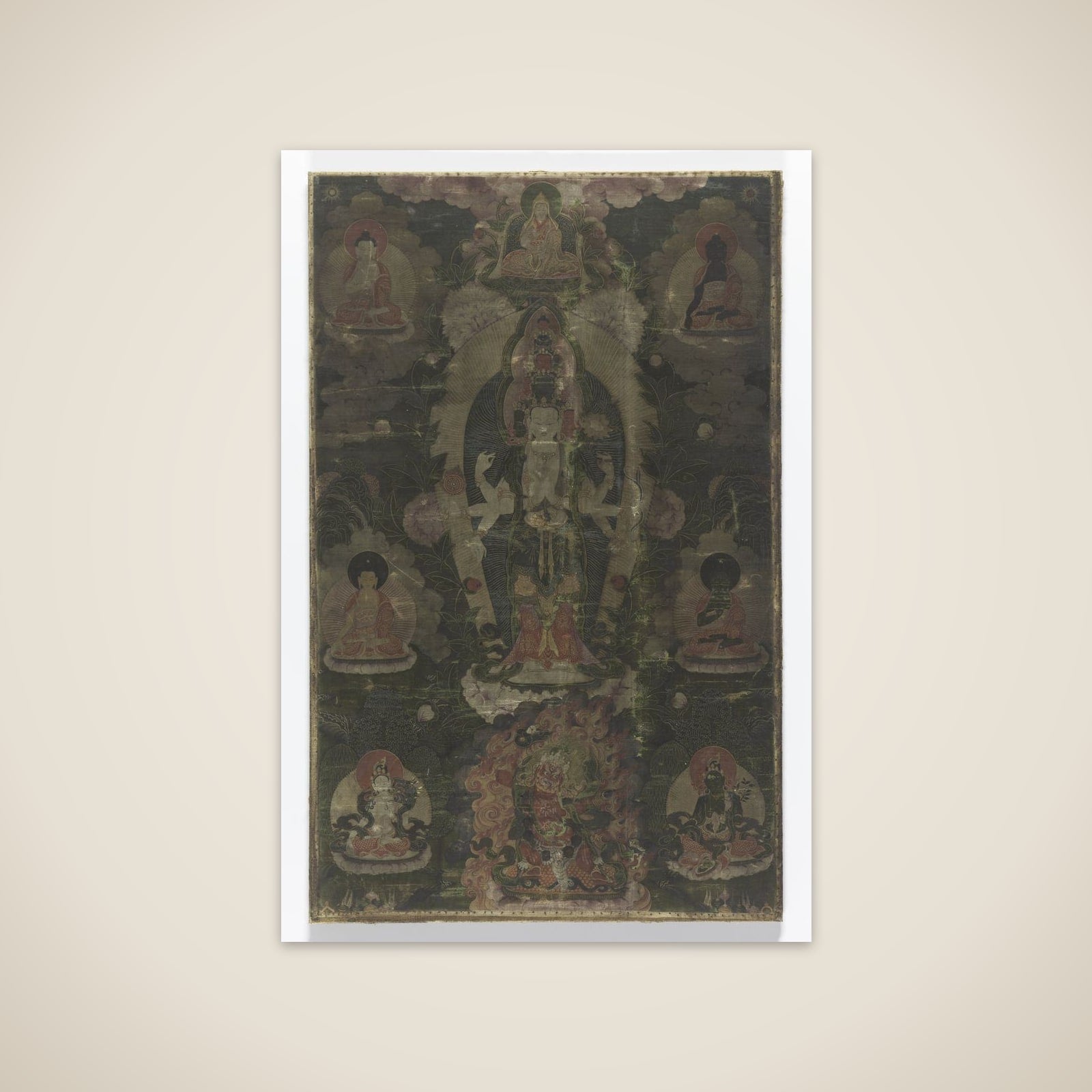 Tangka met een voorstelling van de Elfhoofdige Avalokiteshvara. unframed print