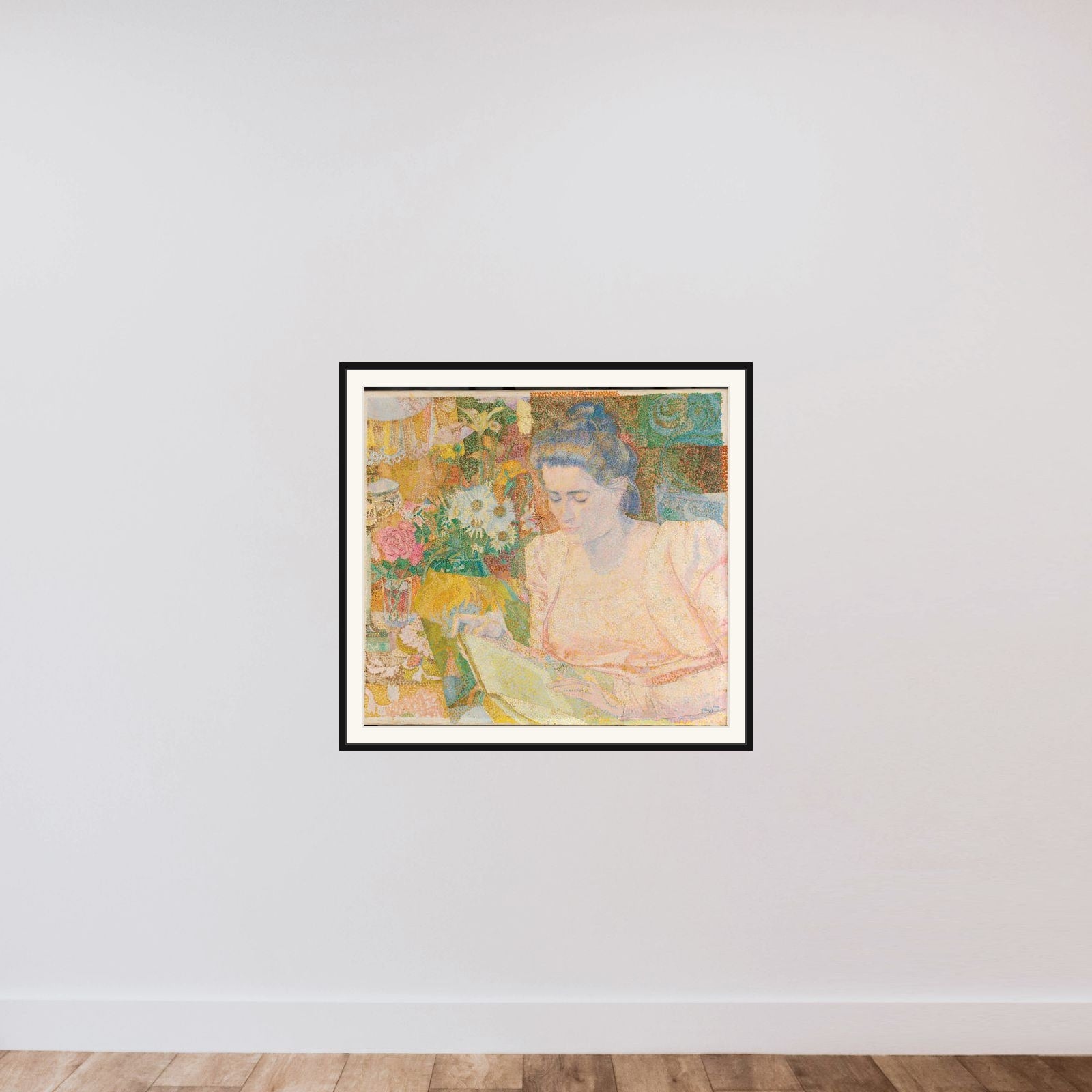 Portrait of Marie Jeanette de Lange framed — shown to scale