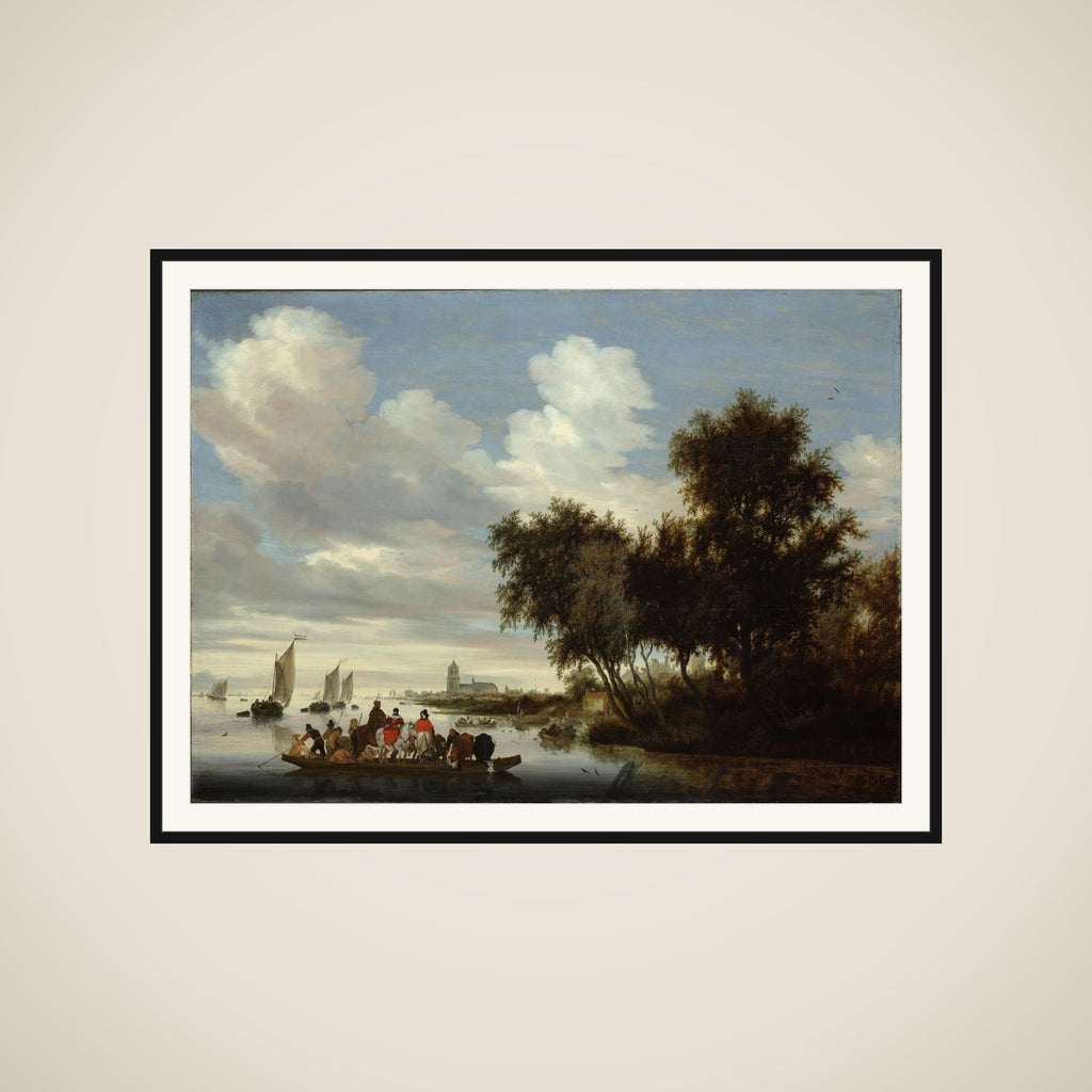 River Landscape with Ferry framed