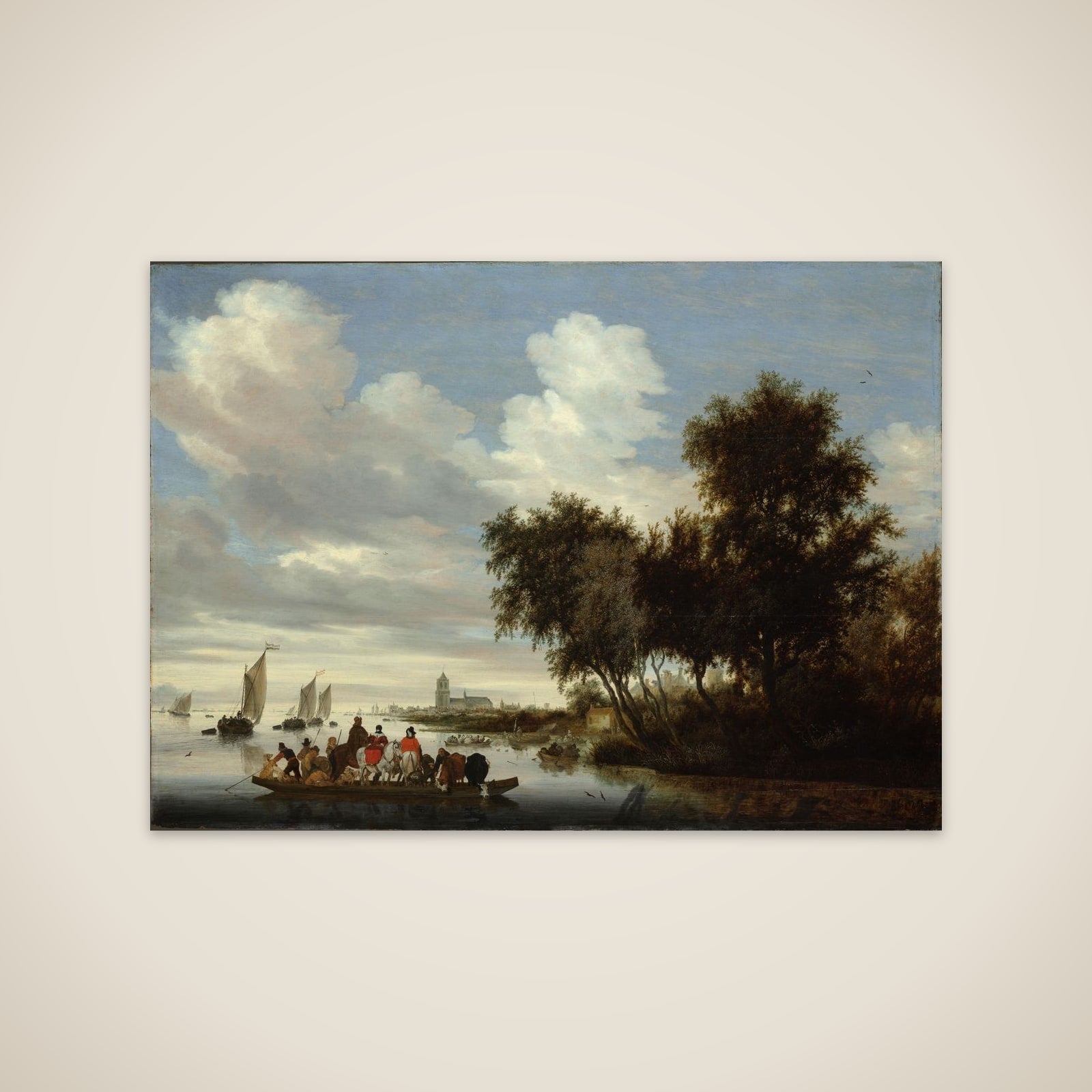 River Landscape with Ferry unframed print