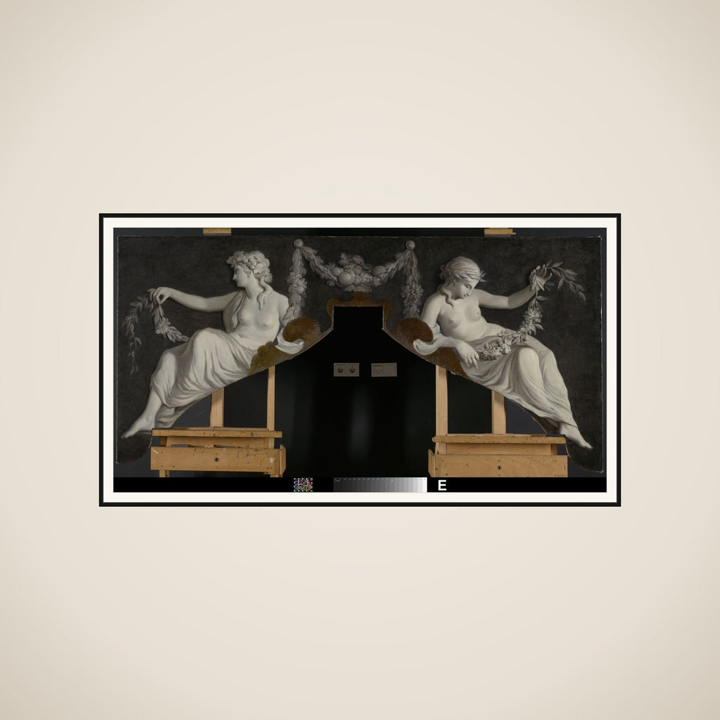 Overdoor with Representation of Two Reclining Women with Garlands framed