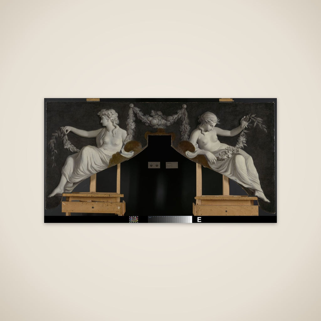 Overdoor with Representation of Two Reclining Women with Garlands unframed print