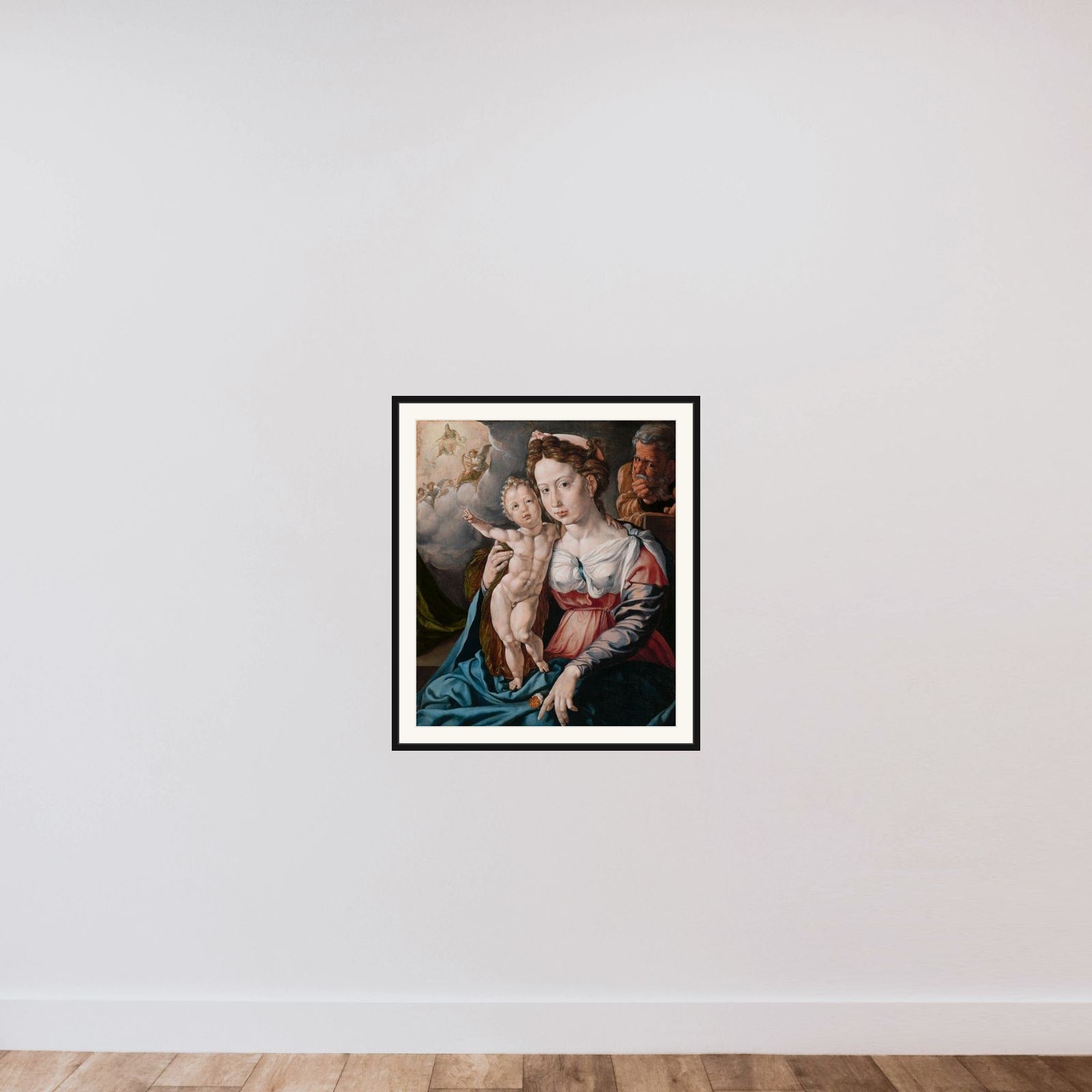 The Holy Family framed — shown to scale