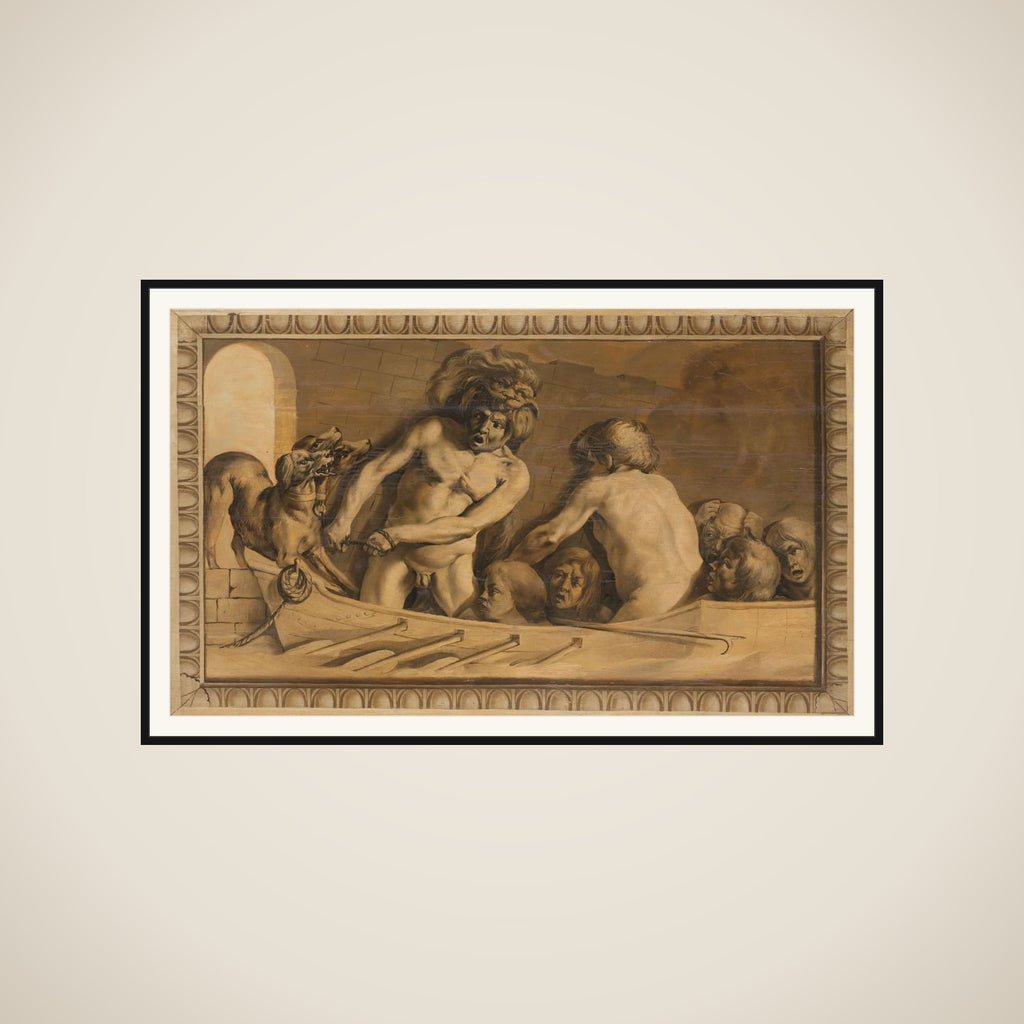 Hercules Gets Cerberus from the Underworld (Charon, the Ferryman of the Styx) framed
