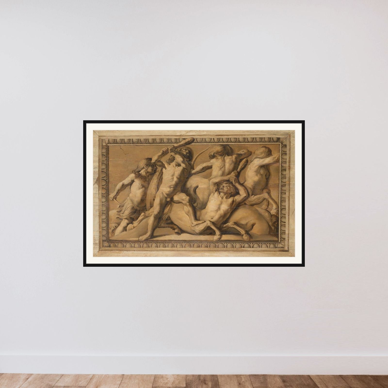 Hercules Slays the Centaurs (Jupiter Defeating the Centaurs) framed — shown to scale