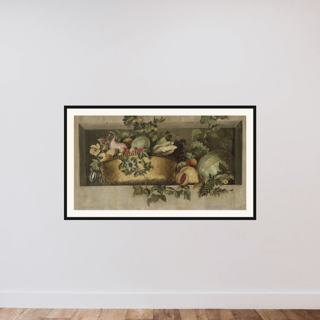 Still Life with Fruit and Flower Garlands framed — shown to scale