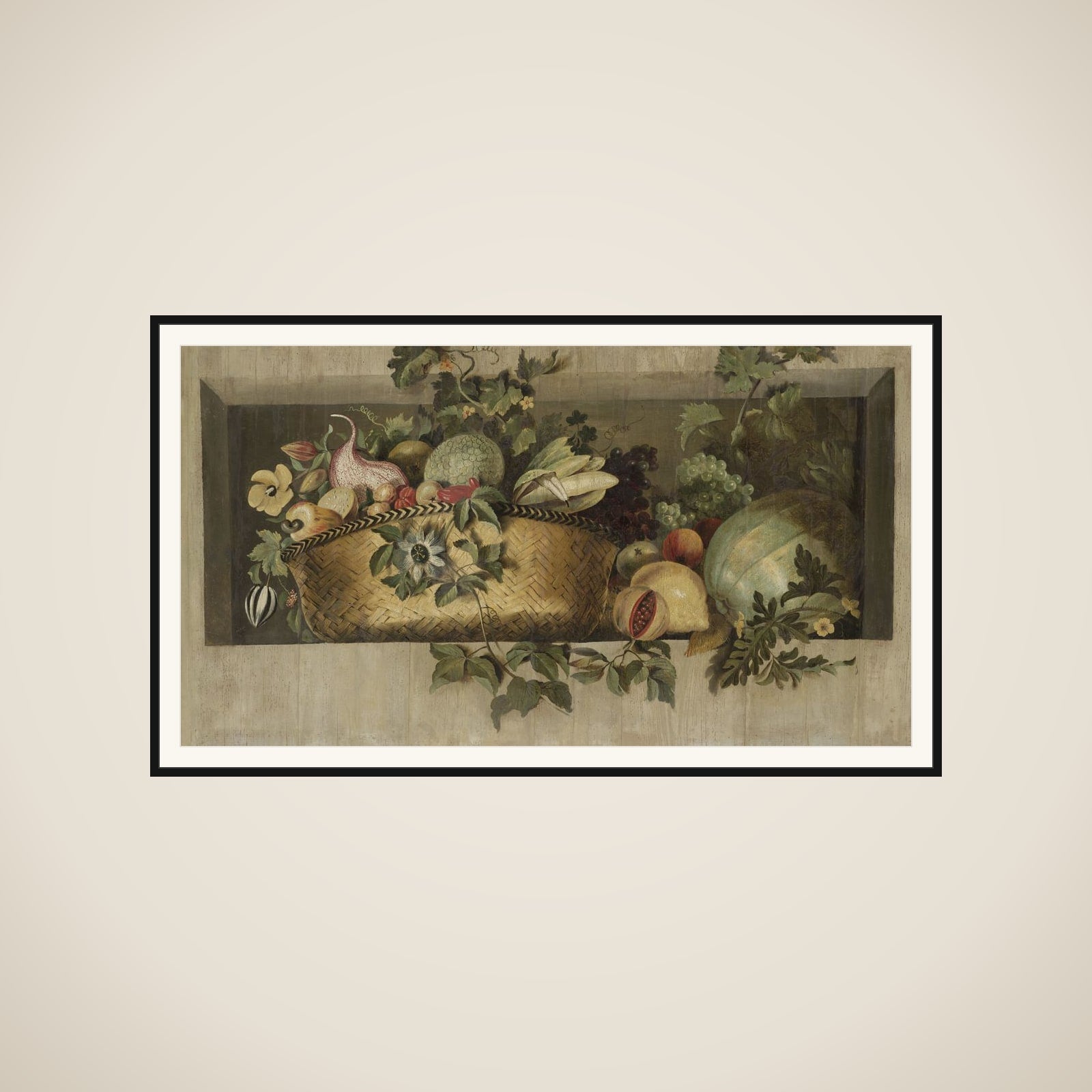 Still Life with Fruit and Flower Garlands framed
