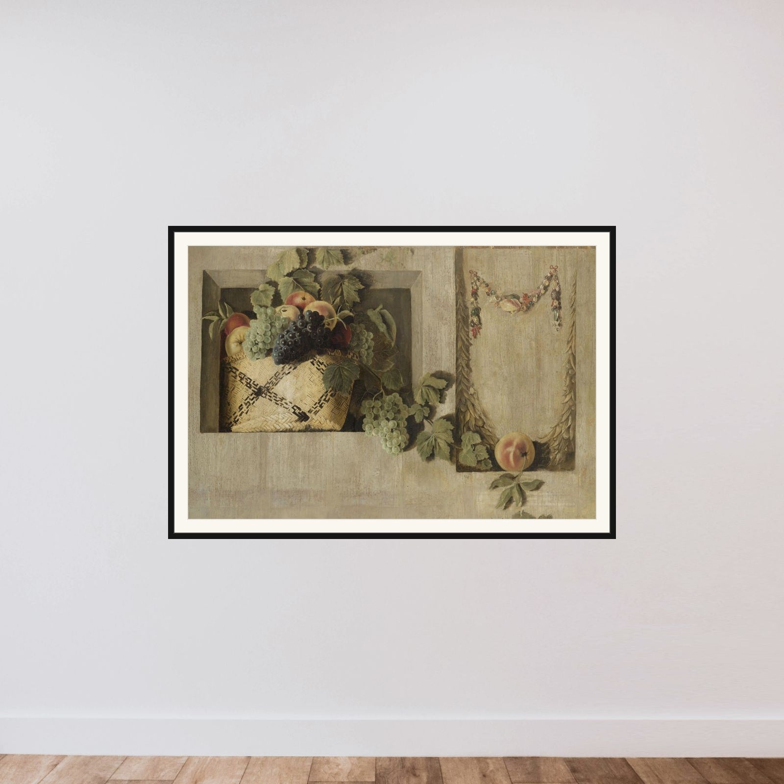 Still Life with Fruit and Flower Garlands framed — shown to scale