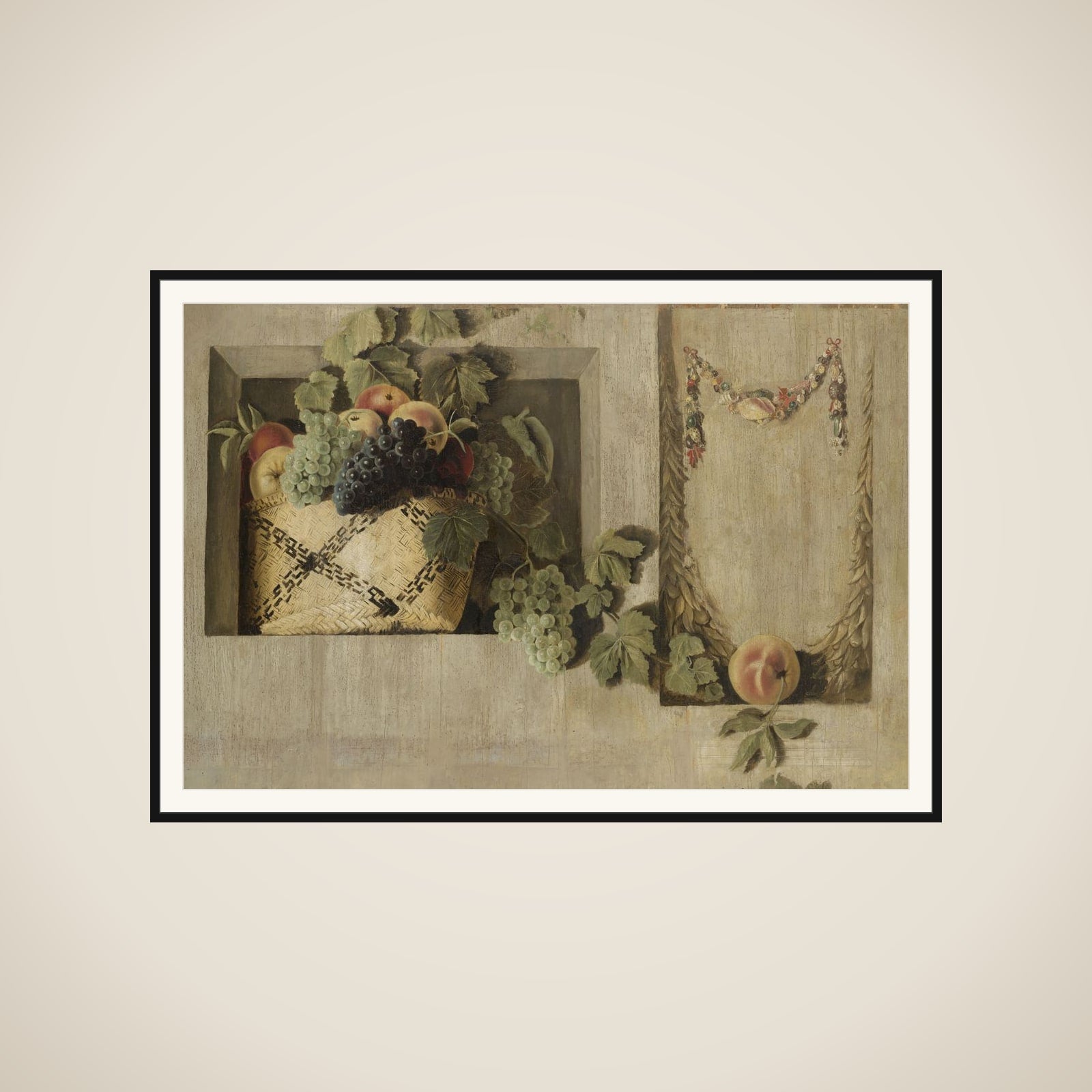 Still Life with Fruit and Flower Garlands framed