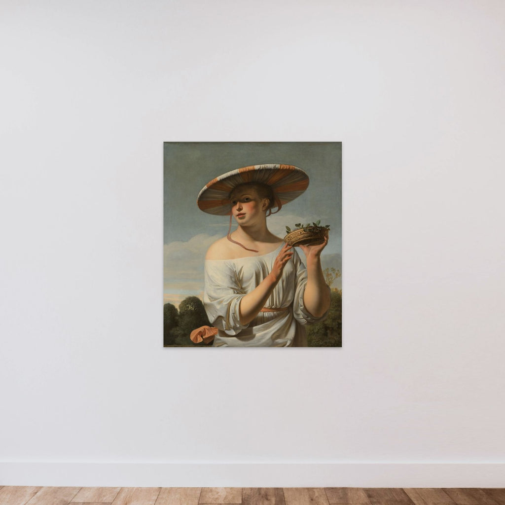 Woman in a Large Hat unframed — shown to scale