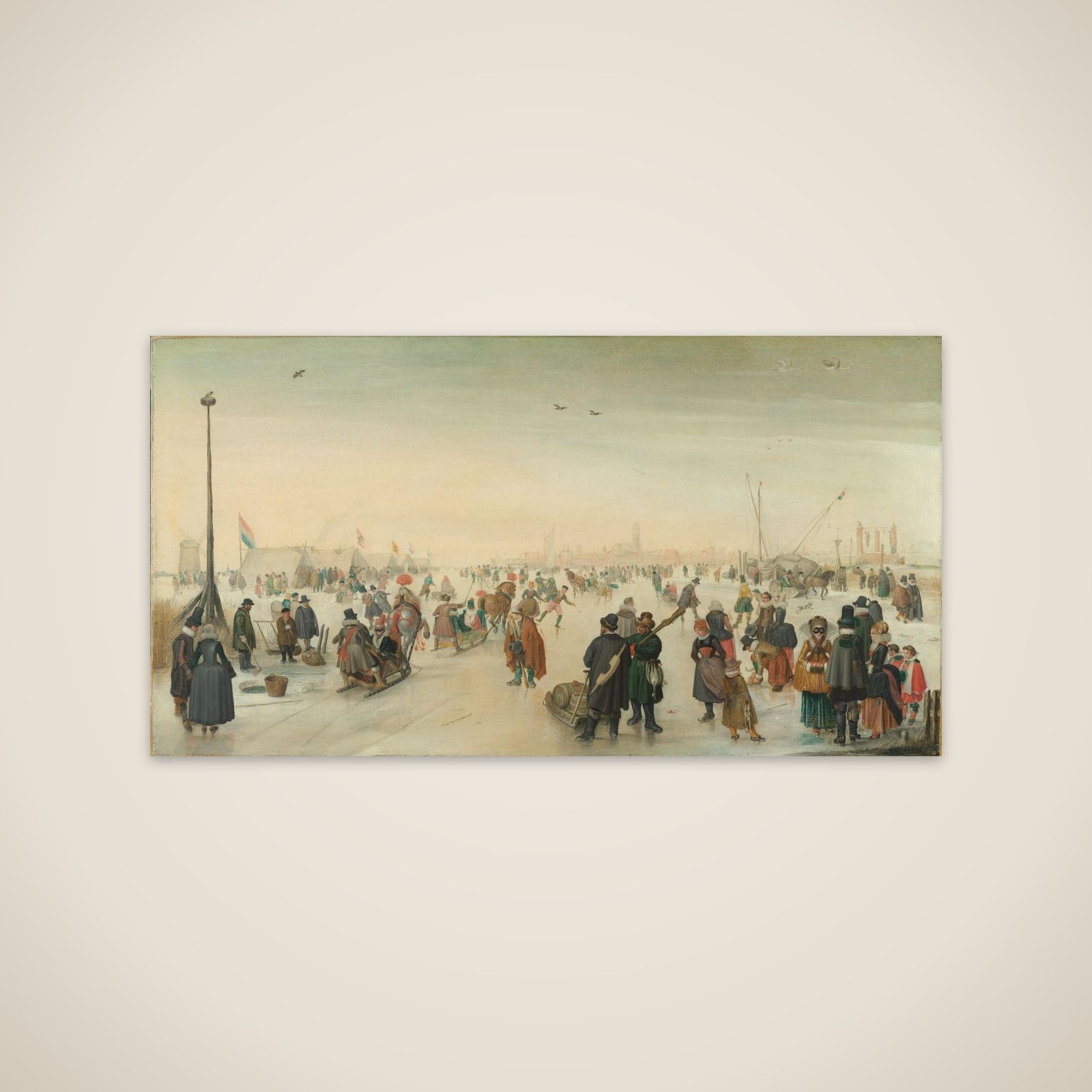 Enjoying the Ice near a Town unframed print