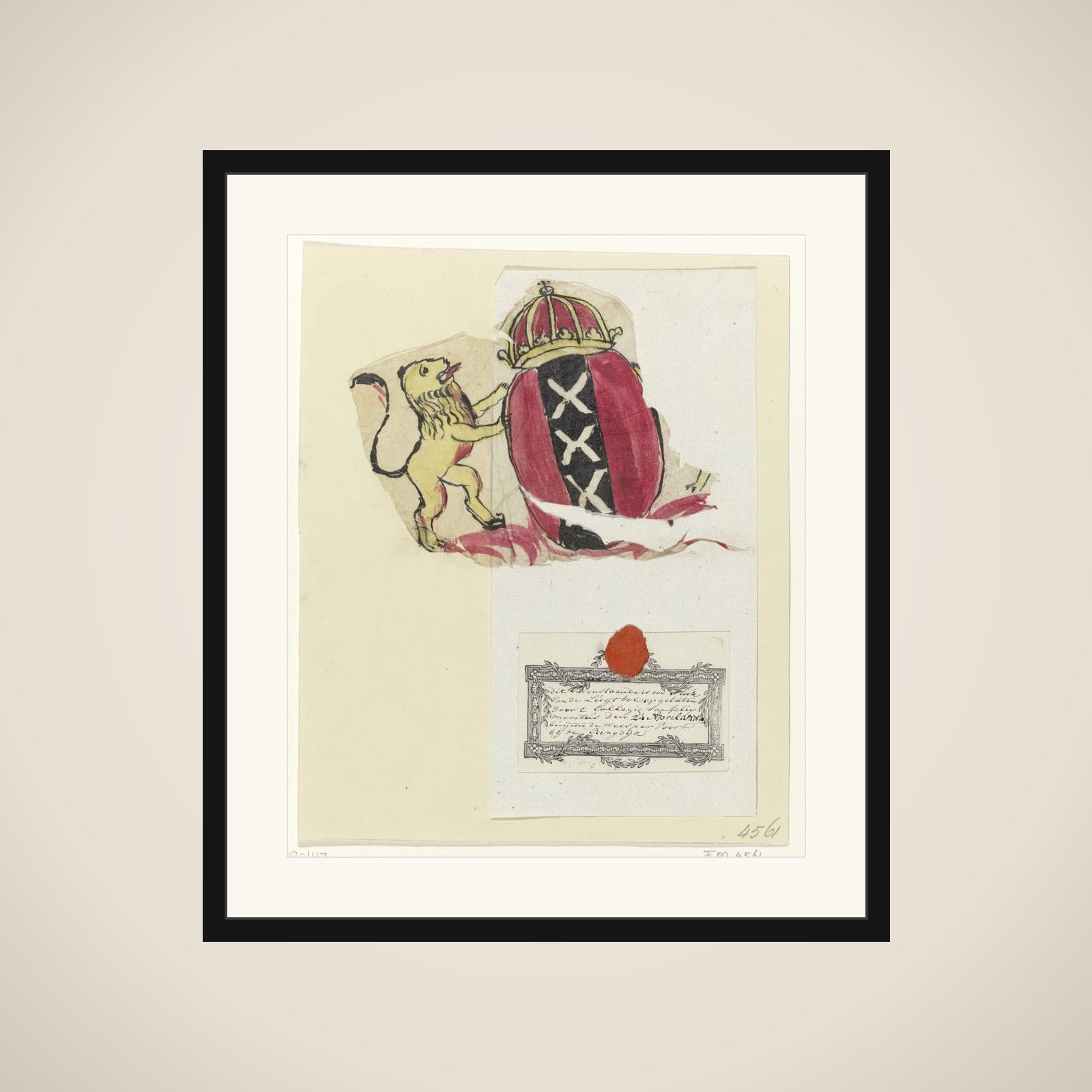 Fragment van een luchtballon, 1784 framed