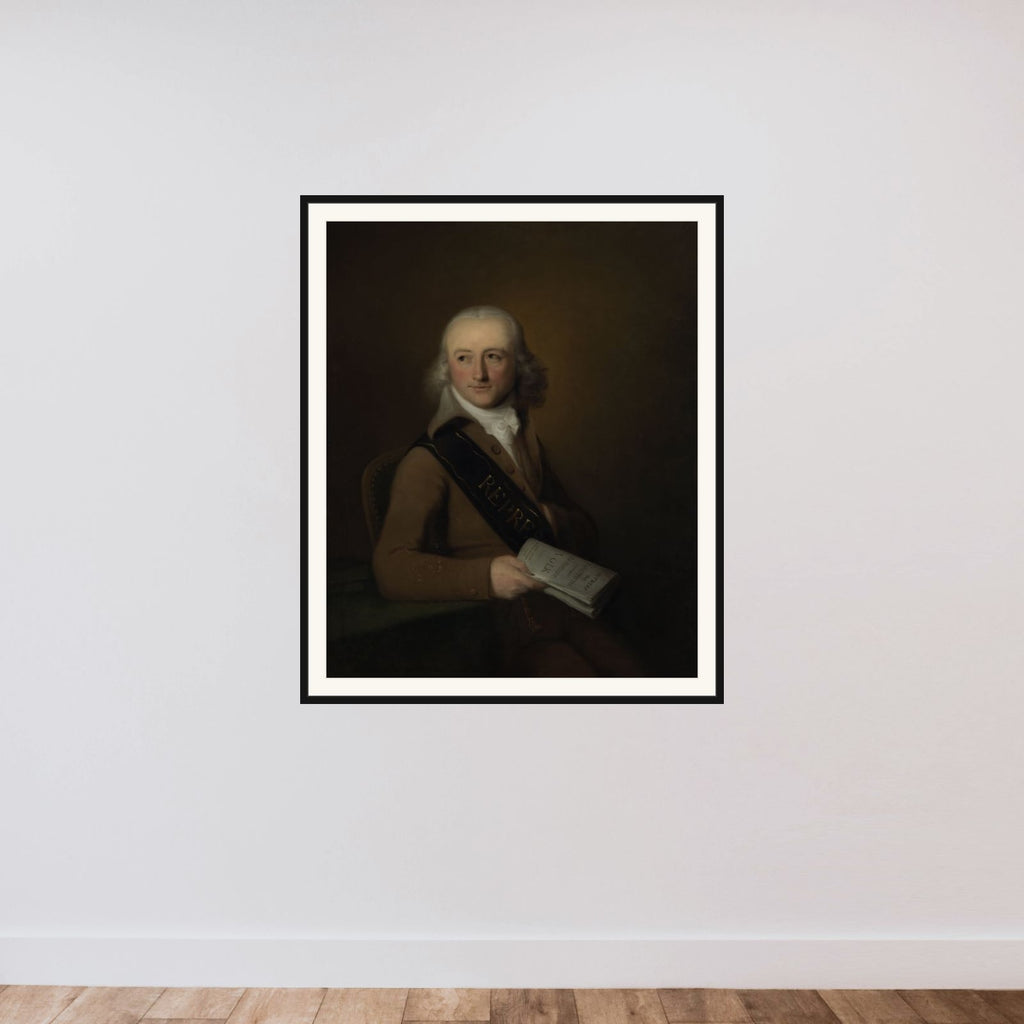Portrait of Leonardus van der Voort framed — shown to scale