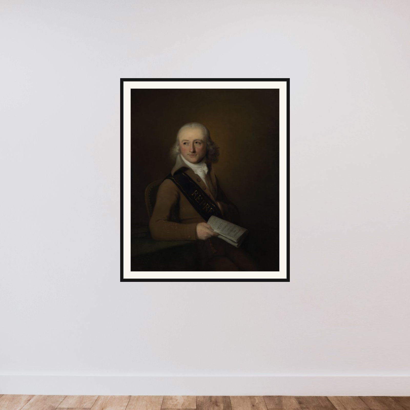 Portrait of Leonardus van der Voort framed — shown to scale