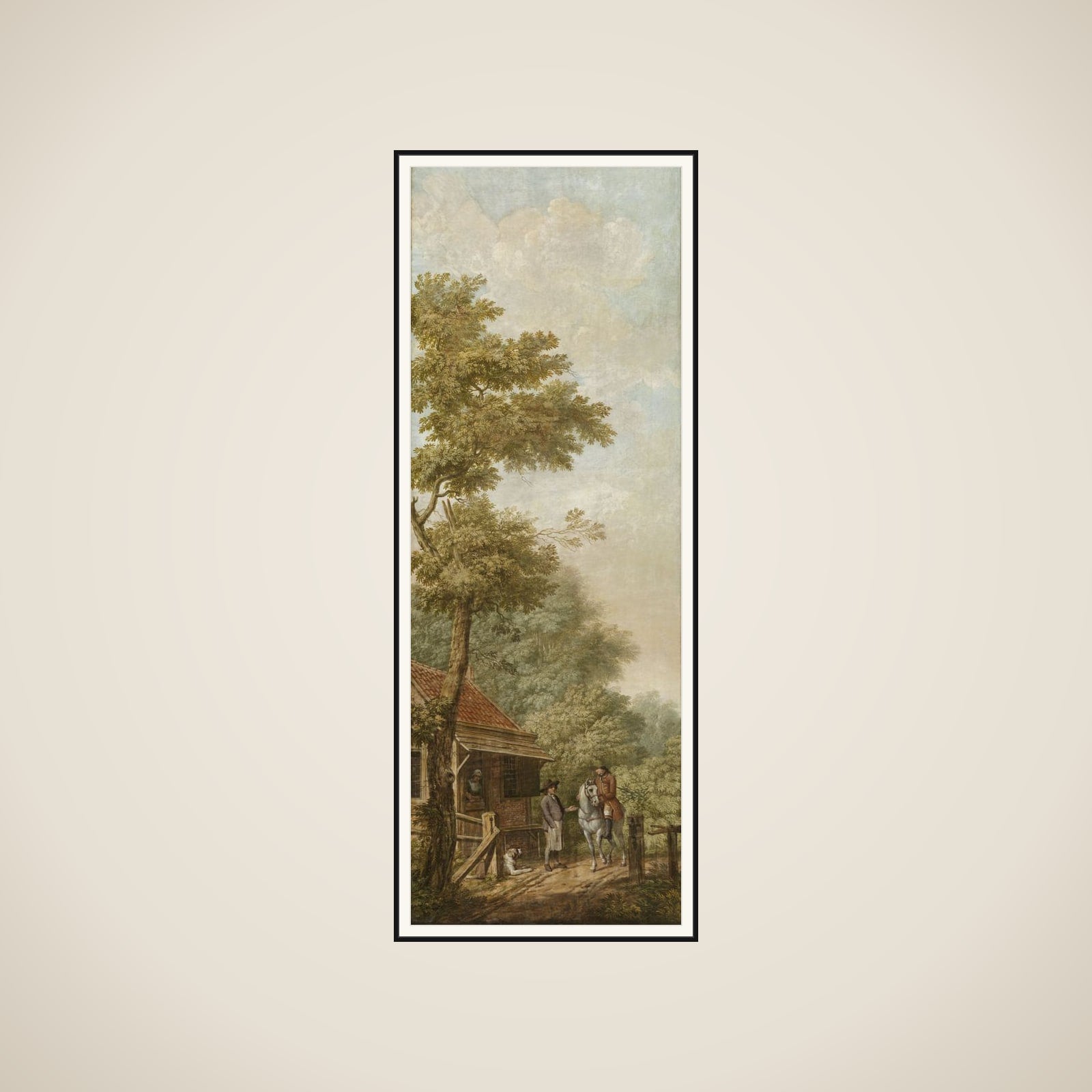 Three Painted Wall Hangings of a Dutch landscape framed
